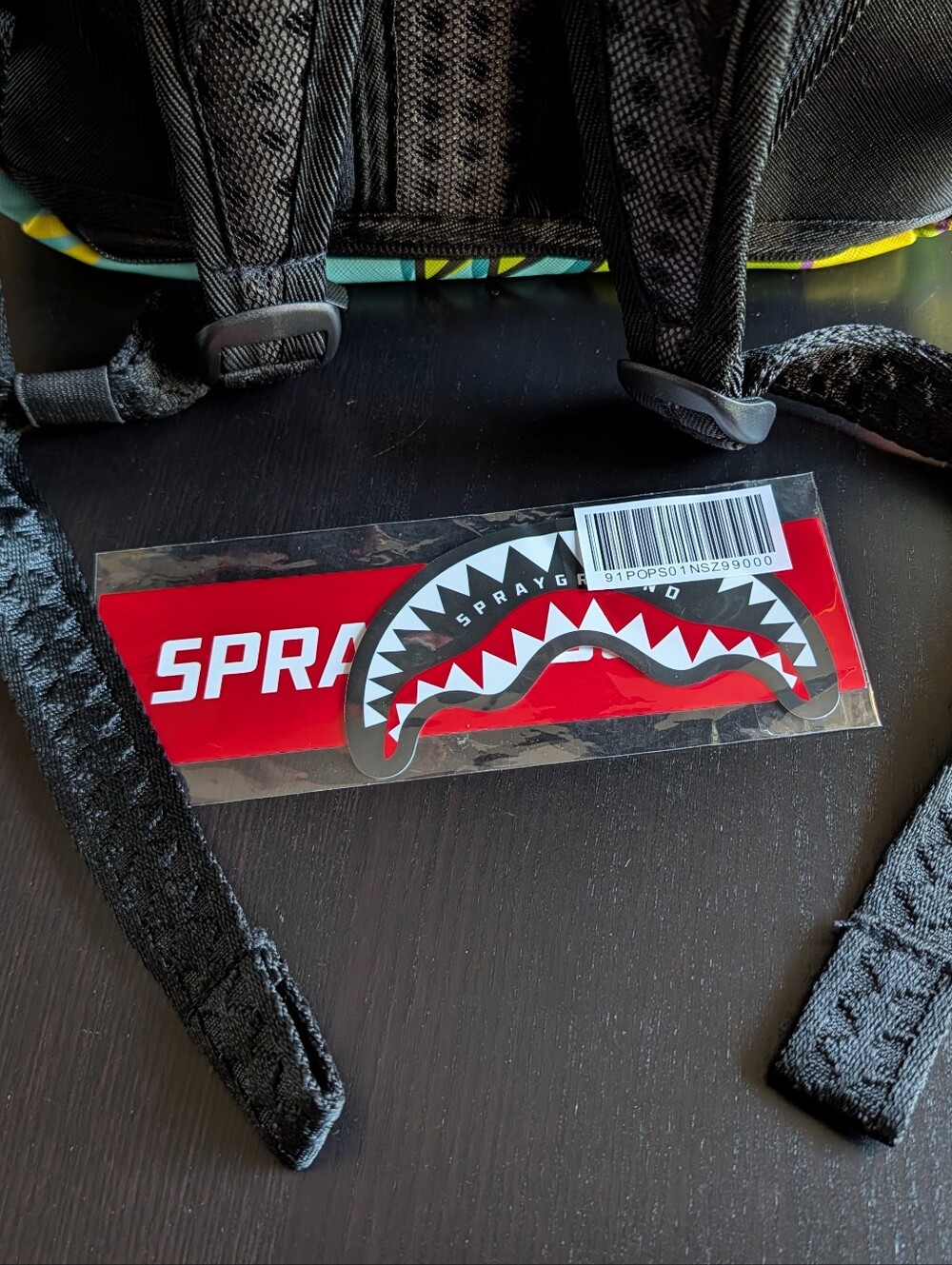 Sprayground Neon Shark Bite Backpack - Blue, Green, Yellow, Pink, Retired - Picture 9 of 11